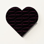 可愛いハートモノグラムブラックマゼンタ ノートブック (裏面)