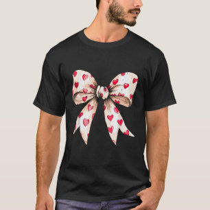 可愛いハートラブコケットボウバレンタインデー女性 Tシャツ
