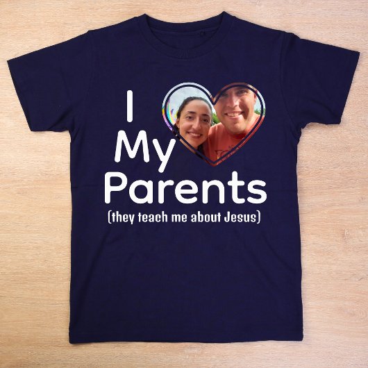 可愛いハート写真私は両親イエスを愛する Tシャツ