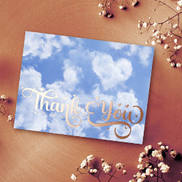 可愛いハート型クラウドブルースカイ結婚の感謝 箔シーズンポストカード