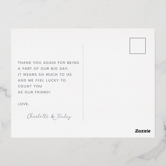 可愛いハート型クラウドブルースカイ結婚の感謝 箔シーズンポストカード (裏面)