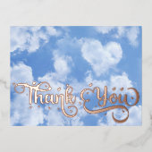 可愛いハート型クラウドブルースカイ結婚の感謝 箔シーズンポストカード (正面)