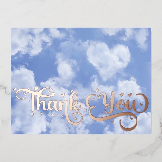 可愛いハート型クラウドブルースカイ結婚の感謝 箔シーズンポストカード (正面)