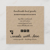 可愛いハート型糸手作りニットグッズ筏 スクエア名刺 (裏面)