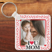 可愛いハート大好き母の日フォトギフト キーホルダー (正面)