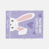 可愛いハート子の名前パープル フリースブランケット (正面(横))