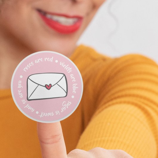 可愛いハート封筒バラは赤いヴィオレットは青 ラウンドシール