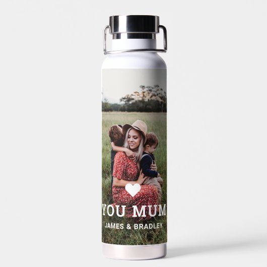 可愛いハート愛あなた母の日の写真 ウォーターボトル (背面)