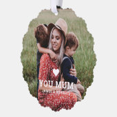 可愛いハート愛あなた母の日の写真 オーナメントカード (左)