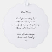 可愛いハート愛あなた母の日の写真 オーナメントカード (裏面)