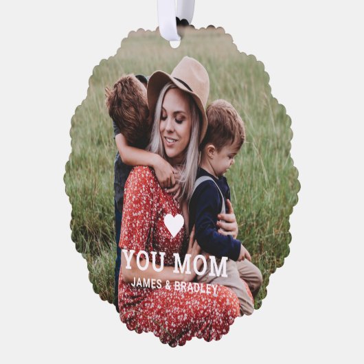 可愛いハート愛あなた母の日の写真 オーナメントカード (左)