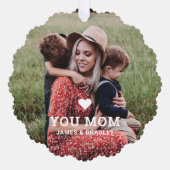 可愛いハート愛あなた母の日の写真 オーナメントカード (正面)