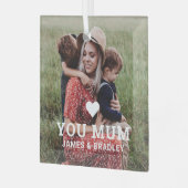 可愛いハート愛あなた母の日の写真 ガラスオーナメント (正面左)