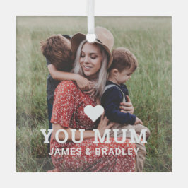 可愛いハート愛あなた母の日の写真 ガラスオーナメント