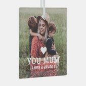 可愛いハート愛あなた母の日の写真 ガラスオーナメント (正面右)