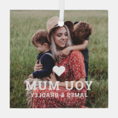 可愛いハート愛あなた母の日の写真 ガラスオーナメント (裏面)