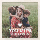 可愛いハート愛あなた母の日の写真 ガラスコースター (正面)