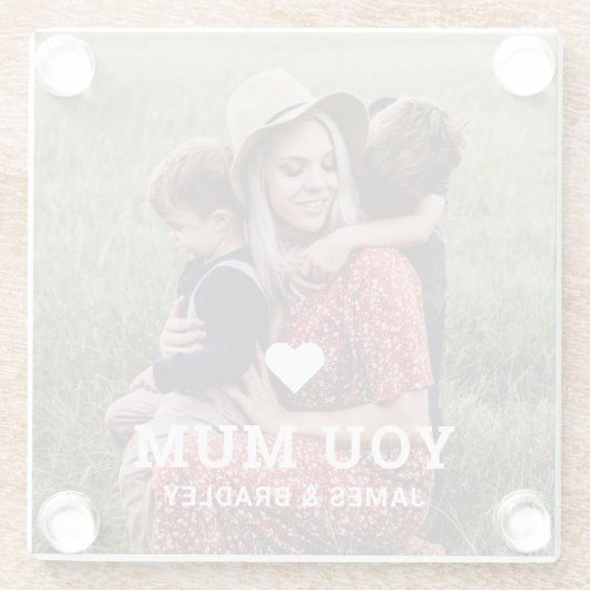 可愛いハート愛あなた母の日の写真 ガラスコースター (裏面)