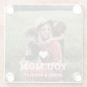 可愛いハート愛あなた母の日の写真 ガラスコースター (裏面)