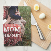 可愛いハート愛あなた母の日の写真 キッチンタオル (四つ折り)