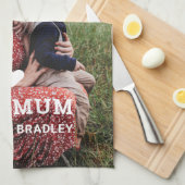 可愛いハート愛あなた母の日の写真 キッチンタオル (四つ折り)