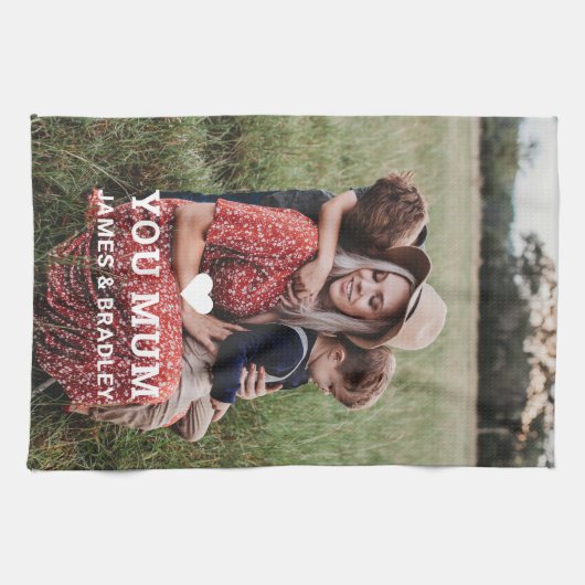 可愛いハート愛あなた母の日の写真 キッチンタオル (横)