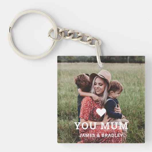 可愛いハート愛あなた母の日の写真 キーホルダー (正面)