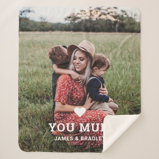可愛いハート愛あなた母の日の写真 シェルパブランケット (正面)