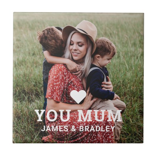 可愛いハート愛あなた母の日の写真 タイル (正面)