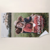 可愛いハート愛あなた母の日の写真 ビーチタオル (正面)