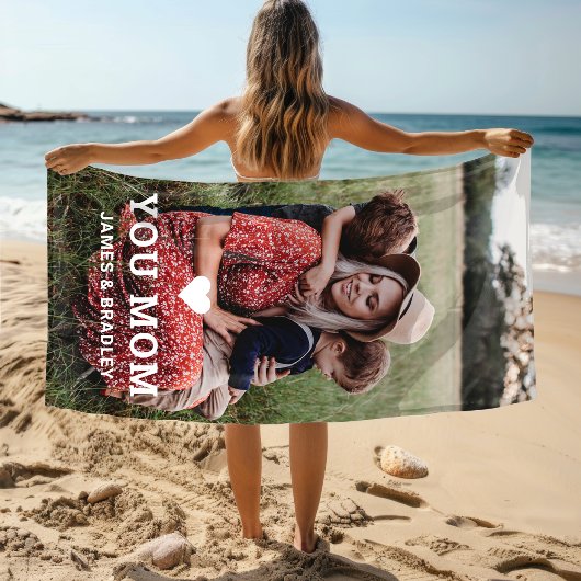 可愛いハート愛あなた母の日の写真 ビーチタオル