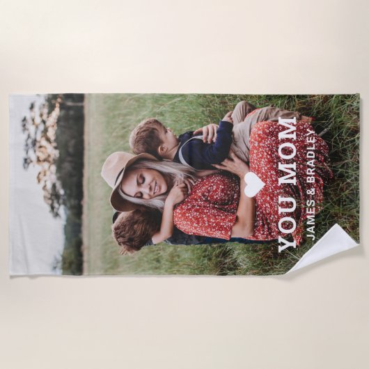 可愛いハート愛あなた母の日の写真 ビーチタオル (正面)