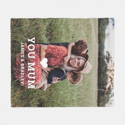 可愛いハート愛あなた母の日の写真 フリースブランケット (正面(横))