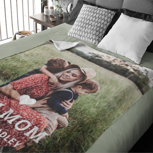 可愛いハート愛あなた母の日の写真 フリースブランケット