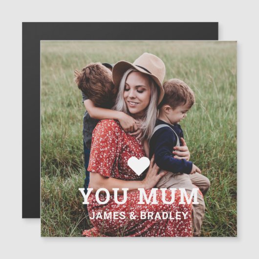 可愛いハート愛あなた母の日の写真 マグネット招待状 (正面/裏面)