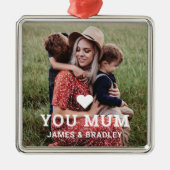 可愛いハート愛あなた母の日の写真 メタルオーナメント (正面)