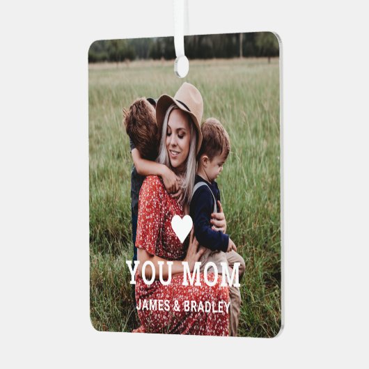 可愛いハート愛あなた母の日の写真 メタルオーナメント (正面左)