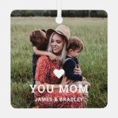 可愛いハート愛あなた母の日の写真 メタルオーナメント (裏面)