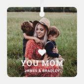 可愛いハート愛あなた母の日の写真 メタルオーナメント (正面)