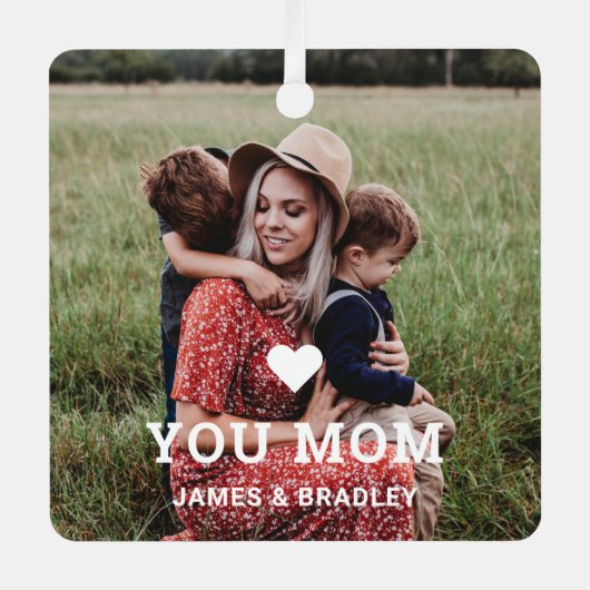 可愛いハート愛あなた母の日の写真 メタルオーナメント (正面)