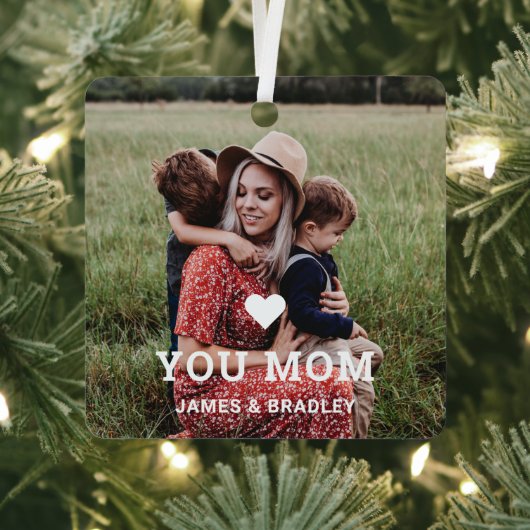 可愛いハート愛あなた母の日の写真 メタルオーナメント (インサイチュ)