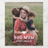 可愛いハート愛あなた母の日の写真 ワインラベル (シングルラベル)