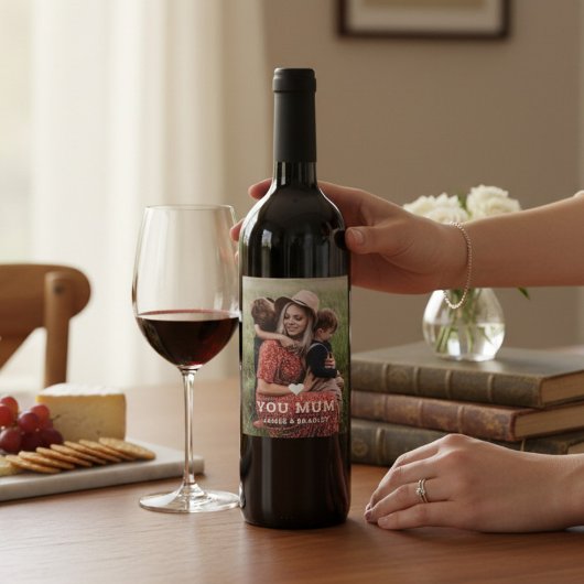 可愛いハート愛あなた母の日の写真 ワインラベル