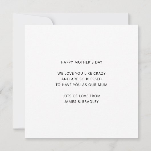 可愛いハート愛あなた母の日の写真 招待状 (裏面)