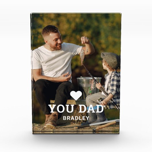 可愛いハート愛YOUパパ写真名 フォトブロック (正面)