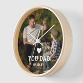 可愛いハート愛YOUパパ写真名 壁時計 (傾斜)