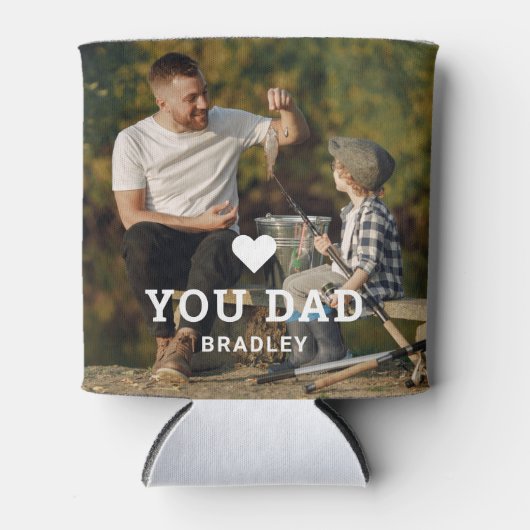 可愛いハート愛YOUパパ写真名 缶クーラー (正面)