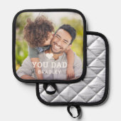 可愛いハート愛YOUパパ写真父の日 鍋敷き (正面/裏面)