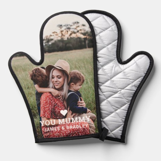 可愛いハート愛YOU MUMMY写真母の日 鍋つかみ (正面/裏面)