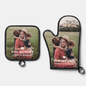 可愛いハート愛YOU MUMMY写真母の日 鍋つかみ&鍋敷きセット (正面)